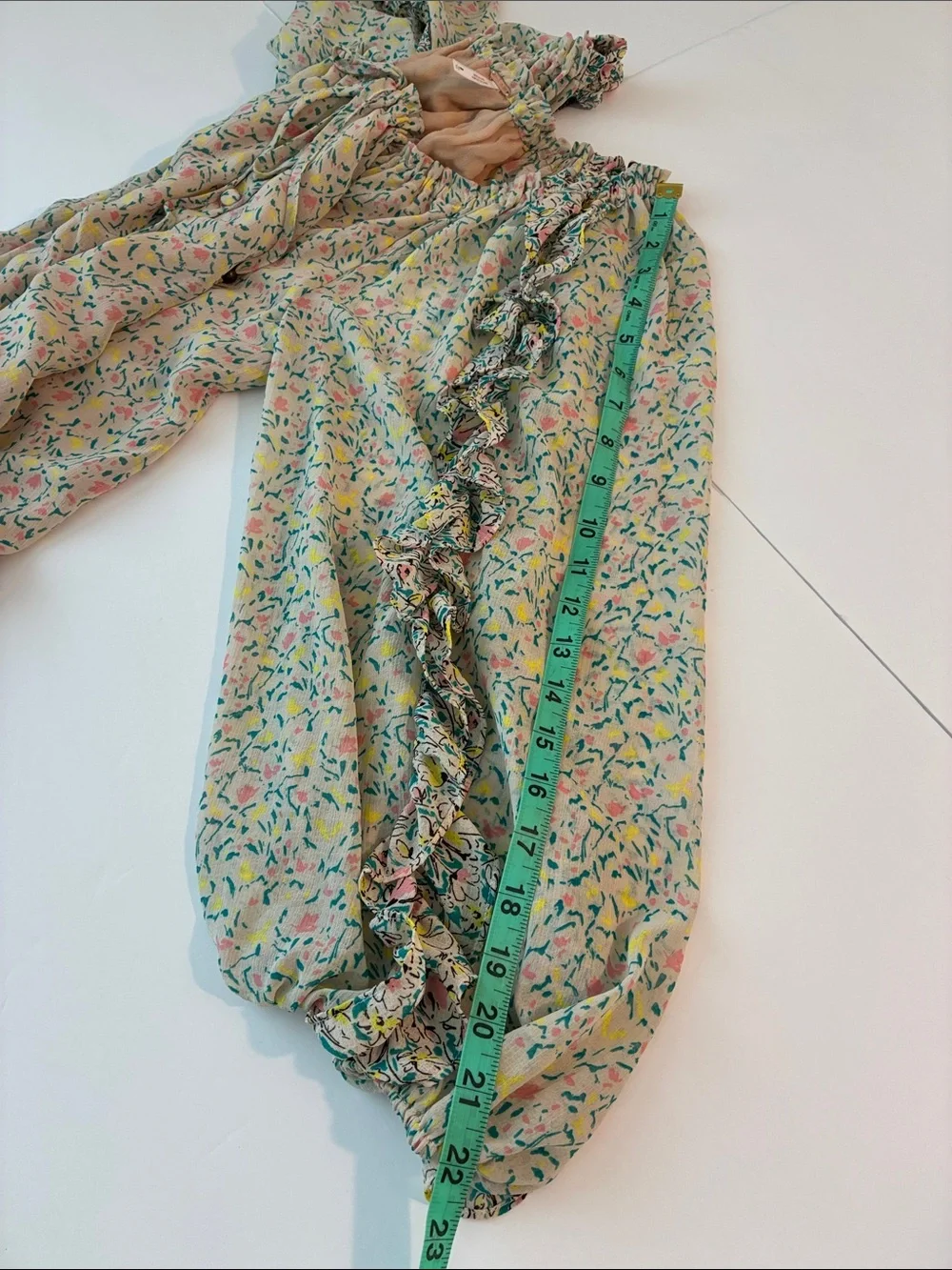 Free People sheer Yellow Pink Tan Floral Off Shoulder Dress